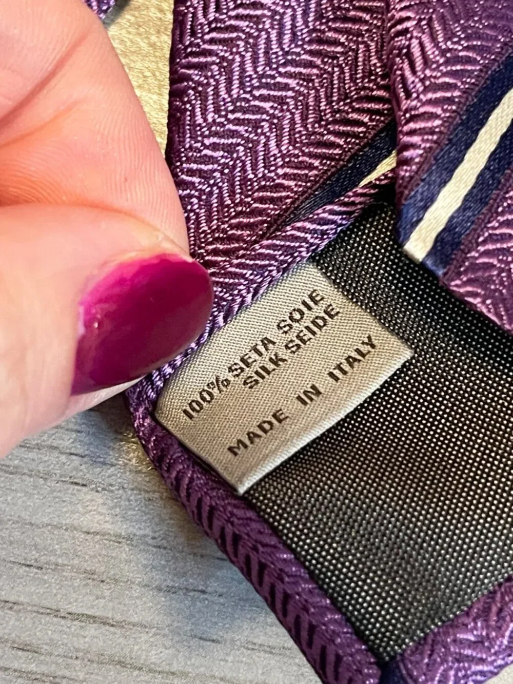 Canali 1934 Purple Striped 100% Silk Italian Designer Men's Necktie
